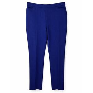 Susan Graver Pull On Slim Ankle Pants Royal Blue Petite L